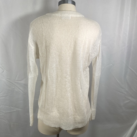 Zenana open weave ivory sweater sexy lightweight mohair blend snow bunny medium - Picture 6 of 8